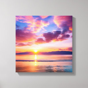 Tranquil Beach zonsondergang Canvas Afdruk