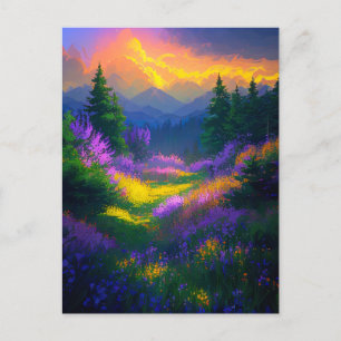 Tranquil Beauty van de Kleurrijke Vallei bij Avond Briefkaart