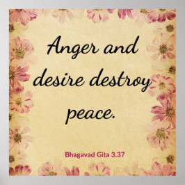 Tranquil Beige Pink Gita Peace Anger Desire Print