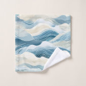 Tranquil blauw en wit golfpatroon bad handdoek (Wasdoekje)