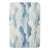 Tranquil blauw en wit golfpatroon badmat (Voorkant Verticaal)