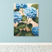 Tranquil Blauw Hydrangeas Schilderij Canvas Afdruk (Insitu (Houten vloer))