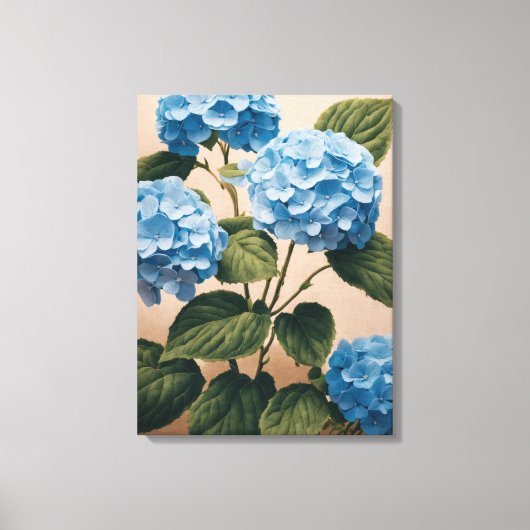 Tranquil Blauw Hydrangeas Schilderij Canvas Afdruk (Voorkant)