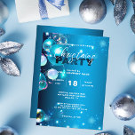 Tranquil Blauw Winter Nacht Corporate Kerstmis Kaart<br><div class="desc">Nodig uw gasten uit met deze unieke aanpasbare kerstfeestuitnodiging! Het ontwerp heeft een blauwe achtergrond, die doet denken aan een rustige winternachtelijke hemel. Zwevend temidden van deze serene achtergrond zijn blauwe kerstballen en bubbels van verschillende grootte, hun tinten variëren van azuurblauw tot blauwgroen en zilver, en voegen een vleugje grilligheid...</div>
