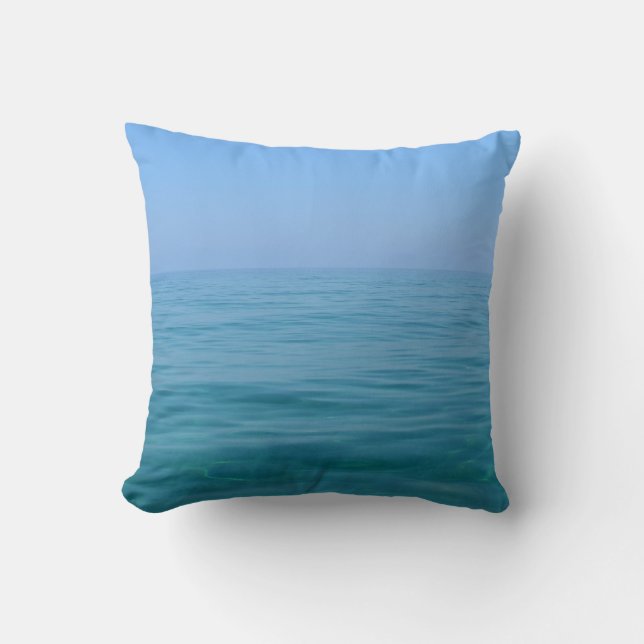 Tranquil blauw Zee en Sky Pillow/Cushion Kussen (Voorkant)