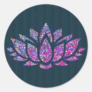 Tranquil Blauwgroen & Regenboog Lotus Flower Stick Ronde Sticker