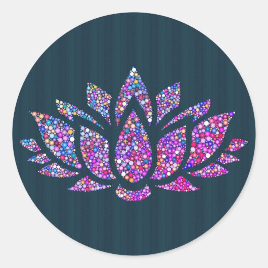 Tranquil Blauwgroen & Regenboog Lotus Flower Stick Ronde Sticker (Voorkant)