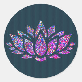 Tranquil Blauwgroen & Regenboog Lotus Flower Stick Ronde Sticker