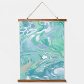 Tranquil Bleek Blauw en Groene Vloeiende Kunst Hangend Wandkleed (Voorkant 2)