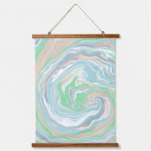 Tranquil Bleek Blauw en Groene Vloeiende Kunst Hangend Wandkleed (Voorkant 3)