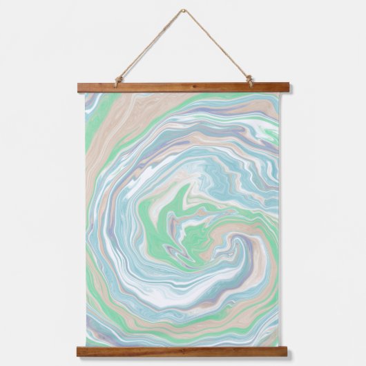 Tranquil Bleek Blauw en Groene Vloeiende Kunst Hangend Wandkleed (Voorkant 3)