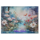 Tranquil Blooms: Gepersonaliseerde Wildflower Glas Snijplank (Voorkant)