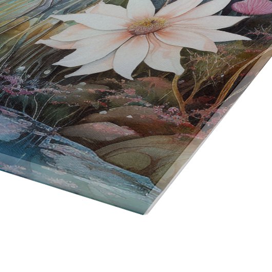 Tranquil Blooms: Gepersonaliseerde Wildflower Glas Snijplank (Hoek)