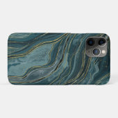 Tranquil Blue Gold Abstracte Waterverf Waves Case-Mate iPhone Case (Achterkant (horizontaal))