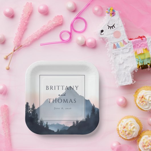 Tranquil Blue Mountain Landscape Papieren Bordje (Feest)