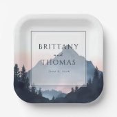 Tranquil Blue Mountain Landscape Papieren Bordje (Voorkant)