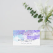 Tranquil Blue Paarse Waterverf Visitekaartje (Staand voorkant)