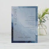 Tranquil Blue Watercolor Waves Programmakaart (Staand voorkant)