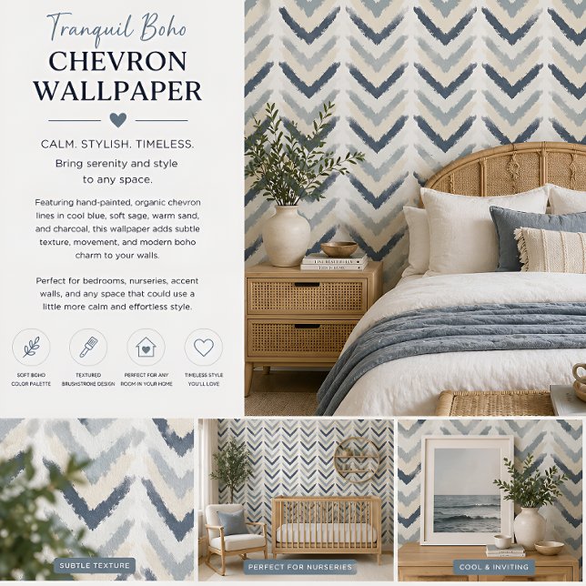 Tranquil Boho Chevron Behang (Creator heeft geüpload)