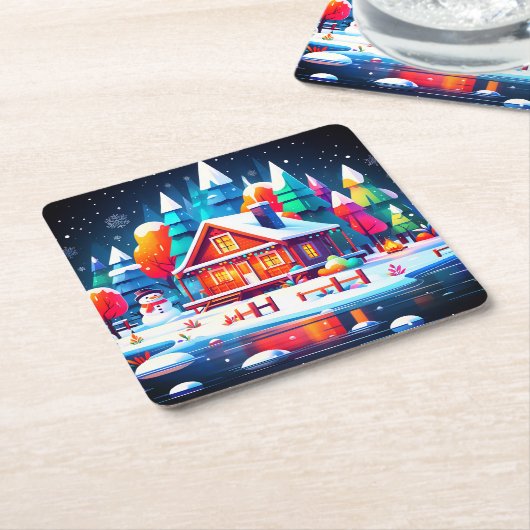 Tranquil Christmas Kartonnen Onderzetters (Schuin)