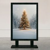 Tranquil Christmas Tree in Snowy Clearing Poster