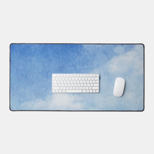 Tranquil Custom Sky Dreams Waterverf Blauw & Wit Bureaumat (Keyboard & Muis)