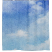 Tranquil Custom Sky Dreams Waterverf Blauw & Wit Douchegordijn (Voorkant)