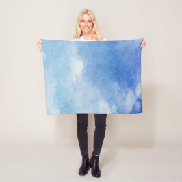 Tranquil Custom Sky Dreams Waterverf Blauw & Wit Fleece Deken