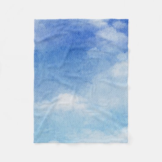 Tranquil Custom Sky Dreams Waterverf Blauw & Wit Fleece Deken (Voorkant)