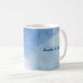 Tranquil Custom Sky Dreams Waterverf Blauw & Wit Koffiemok (Voorkant rechts)