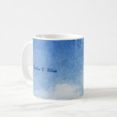 Tranquil Custom Sky Dreams Waterverf Blauw & Wit Koffiemok (Voorkant links)