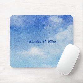 Tranquil Custom Sky Dreams Waterverf Blauw & Wit Muismat