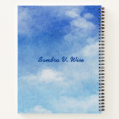 Tranquil Custom Sky Dreams Waterverf Blauw & Wit Notitieboek (Achterkant)