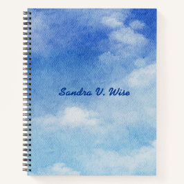 Tranquil Custom Sky Dreams Waterverf Blauw & Wit Notitieboek