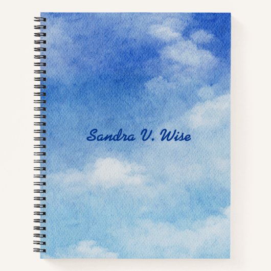 Tranquil Custom Sky Dreams Waterverf Blauw & Wit Notitieboek (Voorkant)