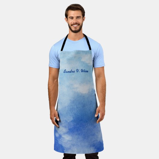 Tranquil Custom Sky Dreams Waterverf Blauw & Wit Schort (Gedragen)