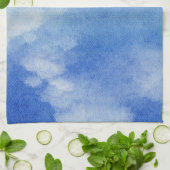 Tranquil Custom Sky Dreams Waterverf Blauw & Wit Theedoek (Gevouwen)