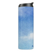 Tranquil Custom Sky Dreams Waterverf Blauw & Wit Thermosbeker (Gedraaid links)
