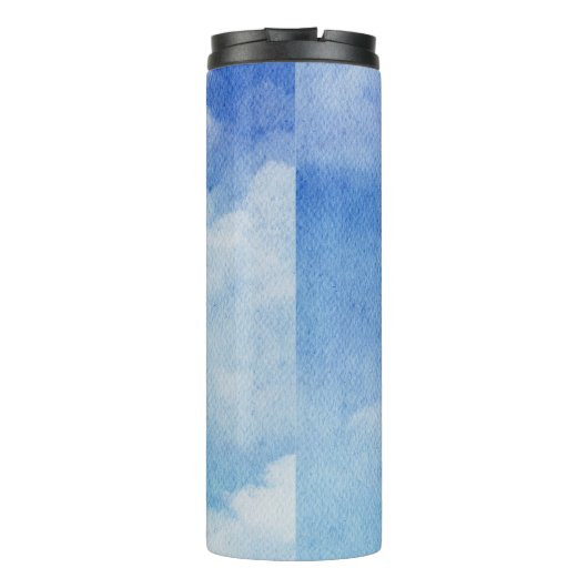 Tranquil Custom Sky Dreams Waterverf Blauw & Wit Thermosbeker (Achterkant)