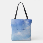 Tranquil Custom Sky Dreams Waterverf Blauw & Wit Tote Bag (Achterkant)