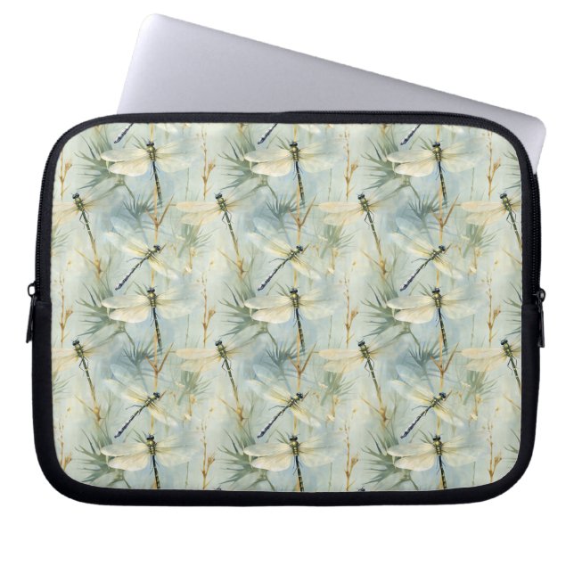 Tranquil Dragonfly Watercolor-stijl Laptop Sleeve (Voorkant)