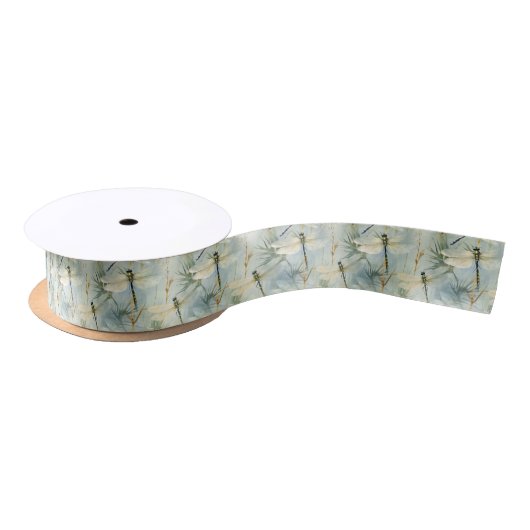 Tranquil Dragonfly Watercolor-stijl Satijnen Lint (Spoel)