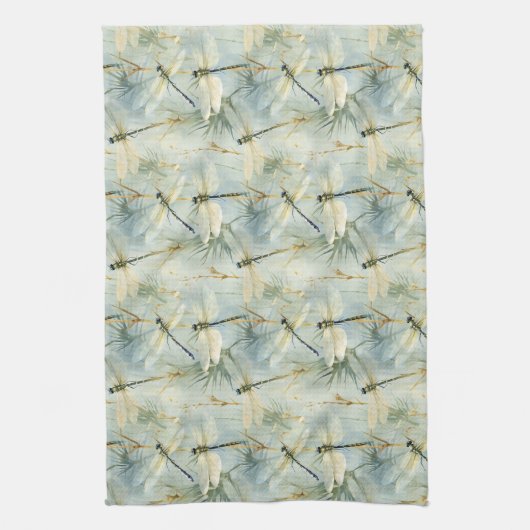 Tranquil Dragonfly Watercolor-stijl Theedoek (Verticaal)