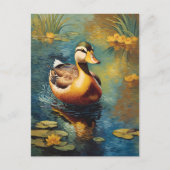 Tranquil Duck Op Een Vijver Artistiek Schilderij Briefkaart (Voorkant)