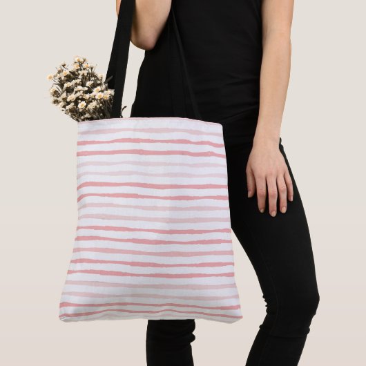 Tranquil Dusty Pink Stripes Tote Bag (Dichtbij)