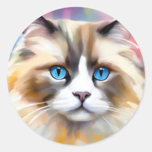 Tranquil Elegant Ragdoll Cat Ronde Sticker