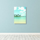 Tranquil en Serene Turquoise Beach in Hawaii Canvas Afdruk (Insitu (Houten vloer))