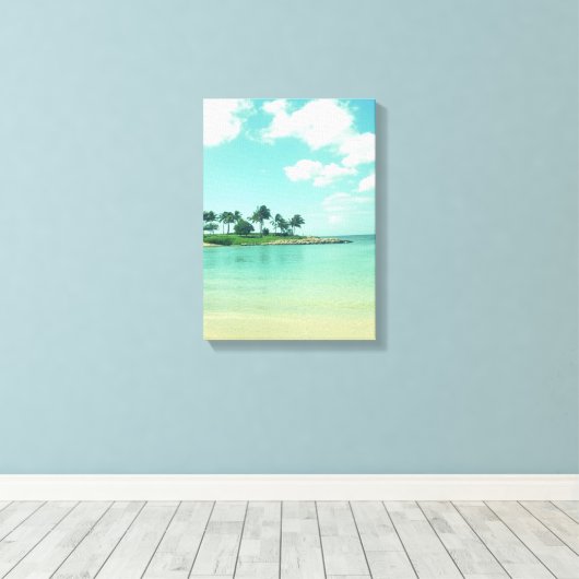 Tranquil en Serene Turquoise Beach in Hawaii Canvas Afdruk (Insitu (Houten vloer))