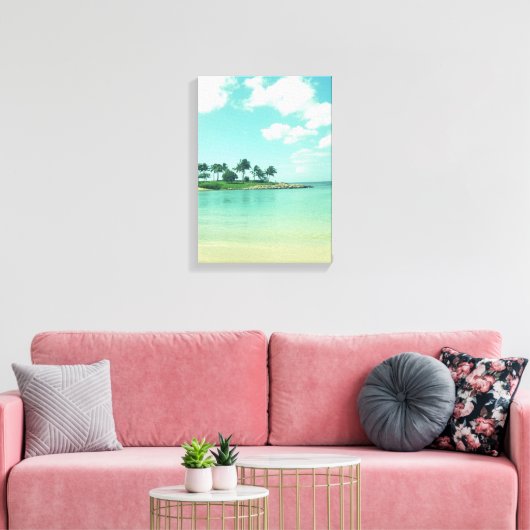 Tranquil en Serene Turquoise Beach in Hawaii Canvas Afdruk (Insitu (Woonkamer))