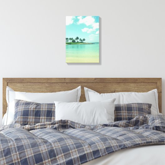 Tranquil en Serene Turquoise Beach in Hawaii Canvas Afdruk (Insitu (Slaapkamer))